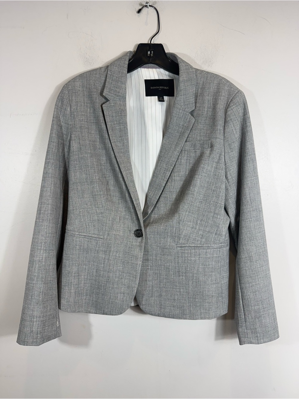 Banana Republic Gray Wool Look Stretch Blazer Jacket Single Button US 6p - Picture 6 of 9